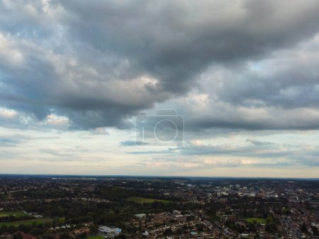 Photo for High Angle View of Beautiful and Dramatic Sky with Clouds over Luton city of England UK During Sunset. Image Was Captured on September 15th, 2023 During Beautiful Sunny Day. - Royalty Free Image