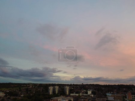 Photo for High Angle View of Beautiful and Dramatic Sky with Clouds over Luton city of England UK During Sunset - Royalty Free Image