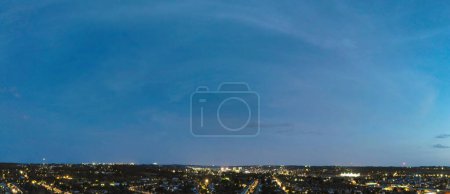 Photo for Panoramic View of Illuminated Luton Town of England Great Britain, UK. Captured After Sunset with Drone's Camera on October 3rd, 2023 - Royalty Free Image