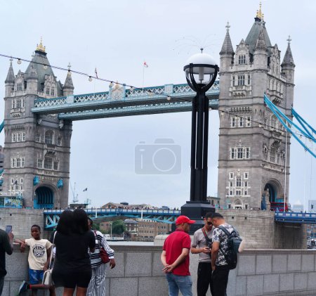 Photo for Panoramic view of London Bridge and River Thames at Central London City of England Great Britain, UK. Image Captured on June 18th, 2023 - Royalty Free Image