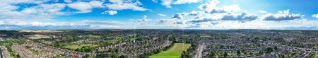 Photo for High Angle Footage of Residential Real Estate Homes at East of Luton City of England, Great Britain. Footage Was Captured with Drone's Camera on August 8th, 2023 During Sunset Time. - Royalty Free Image