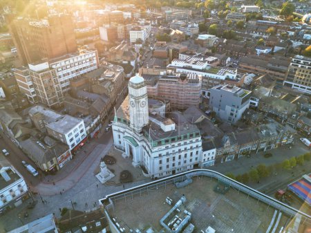 Photo for Aerial View of Luton City of England, UK During Sunset. Captured on October 22nd, 2023 - Royalty Free Image
