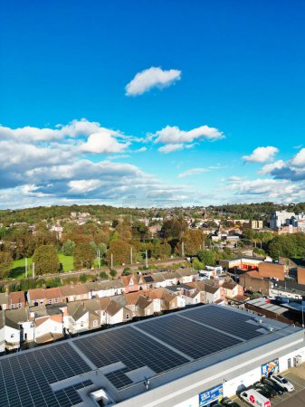 Photo for Most Beautiful Aerial View of Residential Real Estate Homes at Luton Town of England UK. Image Captured with Drone's Camera on October 22nd, 2023 During Beautiful Partial Sunny Day - Royalty Free Image