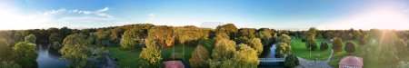 Photo for Panoramic View of Wardown Museum Public Park Which has a Free Access to Ordinary Public. Wardown Public Park is Located Near to Central Luton City of England, Captured on October 24th, 2023 - Royalty Free Image