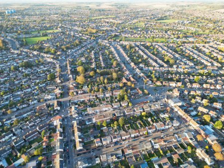 Photo for High Angle of Residential Real Estate at Luton City of England, Great Britain. Image Was Captured with Drone's Camera on October 27th, 2023 - Royalty Free Image