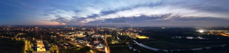 Photo for Aerial View of Illuminated Northampton City of England Great Britain UK. Captured with Drone's Camera at Just After Sunset over City on October 25th, 2023 - Royalty Free Image
