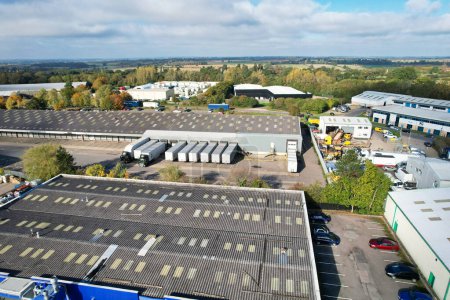 Photo for Aerial View of Industrial Estate at Northampton City of England Great Britain UK. Captured with Drone's Camera on October 25th, 2023 - Royalty Free Image