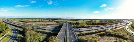Photo for Wide Angle Panoramic Aerial View of Countryside Landscape at Hemel Hempstead Town of England Great Britain, UK. Captured on November 5th, 2023 During Strong and Cold Winds. - Royalty Free Image