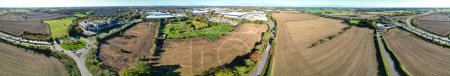 Photo for Wide Angle Panoramic Aerial View of Countryside Landscape at Hemel Hempstead Town of England Great Britain, UK. Captured on November 5th, 2023 During Strong and Cold Winds. - Royalty Free Image