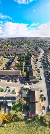 Photo for Panoramic Aerial View of British Residential District Homes During Beautiful Sunset over Luton City of England Great Britain. Captured with Drone's Camera on November 11th, 2023 - Royalty Free Image