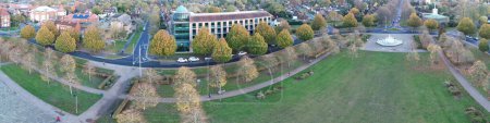 Photo for Beautiful High Angle Panoramic View of Letchworth Garden City of England UK During Sunset. The Footage Captured with Drone's Camera on November 11th, 2023 - Royalty Free Image