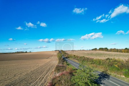 Photo for High Angle Footage of Countryside Landscape of Letchworth Garden City of England UK. The Footage Captured with Drone's Camera on November 11th, 2023 - Royalty Free Image