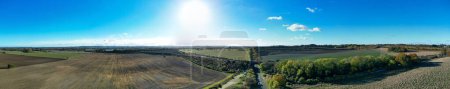 Photo for Most Beautiful High Angle Panoramic view of British Countryside Landscape of Letchworth Garden City of England UK. Image Captured on November 11th, 2023 with Drone's camera - Royalty Free Image