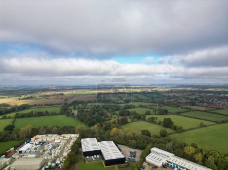 Most Beautiful High Angle View of British Countryside Village Near Northampton City of England UK. October 25th, 2023
