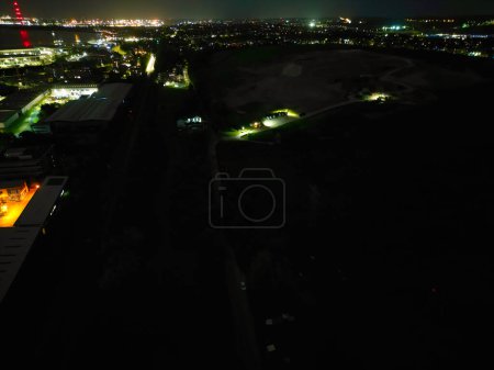 Photo for Aerial view of Illuminated Central Dartford London City of England During Night. England UK. April 14th, 2024 - Royalty Free Image