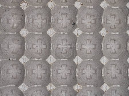 Photo for Overhead angle of a large egg crate. The container has cross patterns. - Royalty Free Image