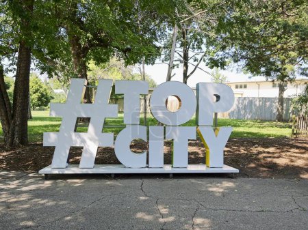 Photo for Topeka, Kansas - July 22, 2023: Top City Sign at Topeka Zoo - Royalty Free Image