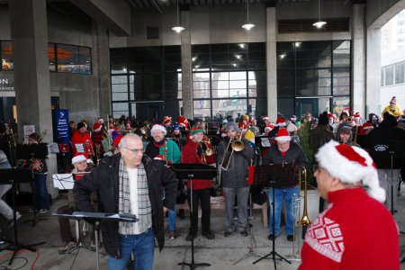Photo for Kansas City, Missouri - December 16, 2023: Trombone Christmas at Union Station KC - Royalty Free Image