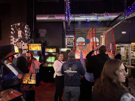 Photo for Kansas City, Missouri - December 28, 2023: Up Down Retro Arcade Bar in Kansas City - Royalty Free Image