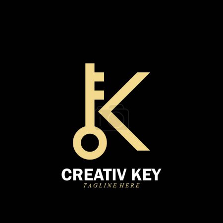 lettre K et logo clé icône vectoriel illustration modèle design