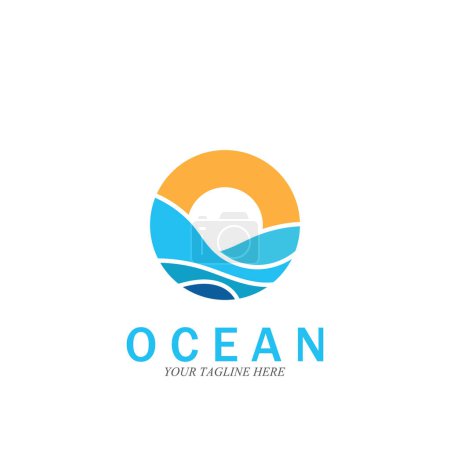 Photo for Ocean wave sea logo vector illustration design template - Royalty Free Image