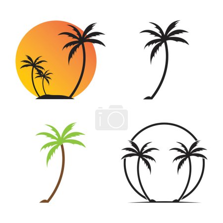 Photo for Coconut tree, beach resort and summer vector illustration template design - Royalty Free Image