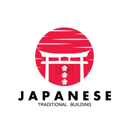 Ilustración de Diseño de plantilla de ilustración de vector de icono de logo de puerta torii - Imagen libre de derechos