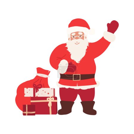 Illustration for Santa claus with christmas gifts - Royalty Free Image