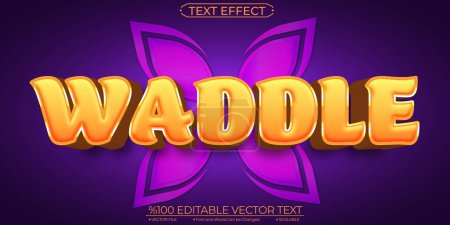 Illustration for Cute Cartoon Shiny Waddle Editable and Scalable Vector Text Effe - Royalty Free Image