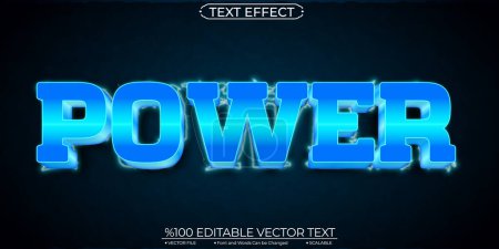 Illustration for Neon Blue Shiny Power Editable and Scalable Vector Text Effect - Royalty Free Image