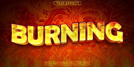 Efecto de texto vectorial editable y escalable de combustión de oro brillante líquido