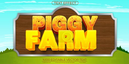 Téléchargez les illustrations : Golden Piggy Farm Effet de texte vectoriel modifiable et évolutif - en licence libre de droit