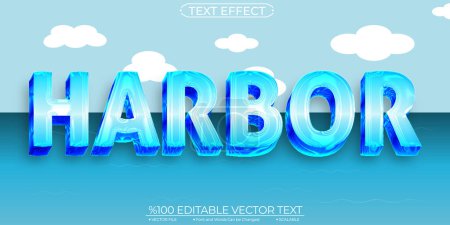 Illustration pour Blue Crome Harbor Effet de texte vectoriel modifiable et évolutif - image libre de droit