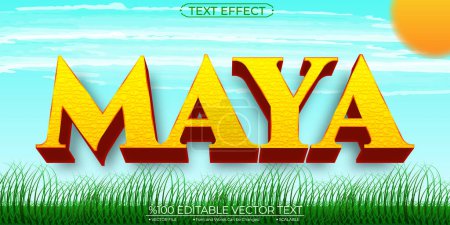 Ilustración de Negrita Gold Maya Editable y escalable Plantilla Efecto de texto vectorial - Imagen libre de derechos