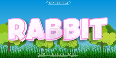 Illustration for Cartoon Text Effect Sweet Rabbit Editable and Scalable Template - Royalty Free Image