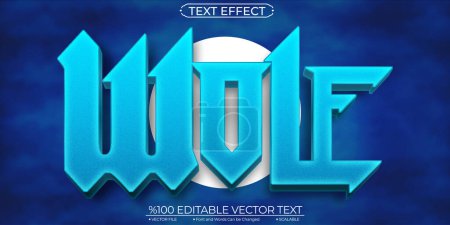 Illustration for Cartoon Text Blue Wolf Editable and Scalable Template Vector Tex - Royalty Free Image