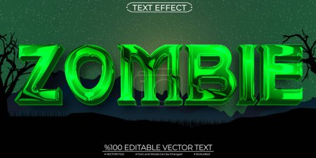 Illustration for Horror and Scary Text Effect Shiny Zombie Editable and Scalable - Royalty Free Image