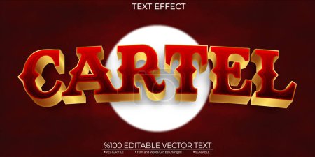 Illustration for Red and Gold Bold Cartel Editable and Scalable Template Vektor Text Effect - Royalty Free Image