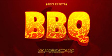 Illustration for Bold Red and Yellow BBQ Editable Vector 3D Text Effect - Royalty Free Image