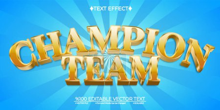 Ilustración de Gold Champion Team Editable Vector Efecto de texto 3D - Imagen libre de derechos