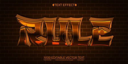 Illustration for Old Rule Editable Vector 3D Text Effect - Royalty Free Image