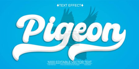 Téléchargez les illustrations : Effet de texte 3D vectoriel modifiable Pigeon blanc - en licence libre de droit