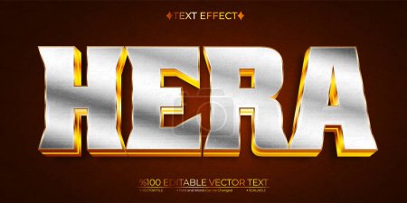 Illustration for Gold and Silver Greek God Hera Editable Vector 3D Text Effect - Royalty Free Image