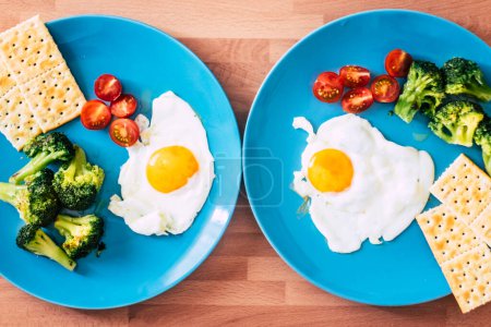 Photo for Beautiful wish full of food like eggs, crackers and vegetables - healthy lifestyle eating and cooking better to losing weight - Royalty Free Image