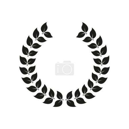 Laurel Wreath Reward Black Silhouette Icon. Olive Leaves Branch Trophy for Leader Glyph Pictogram. Chaplet Round Award for Winner Emblem. Leaf Twig Victory Symbol. Isolated Vector Illustration.