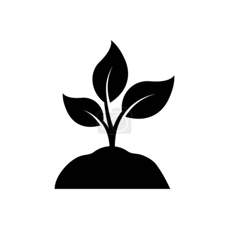 Illustration for Sprout of Plant in Ecology Garden Silhouette Icon. Organic Growth Leaf on Soil Glyph Pictogram. Eco Natural Seed, Agriculture Symbol. Eco Friendly Farm Sign. Isolated Vector Illustration. - Royalty Free Image