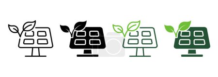 Solar Panel Symbol Collection on White Background. Renewable Electricity Energy Line and Silhouette Icon Set. Ecology Sunlight Electric Power for House Pictogram. Isolated Vector Illustration.