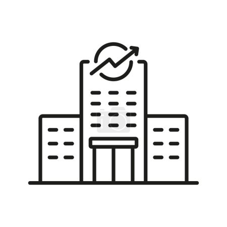 Real Estate Business Linear Pictogram. Office Building Line Icon. City Apartment, Company Facade Sign. Residential House Construction Outline Symbol. Editable Stroke. Isolated Vector Illustration.