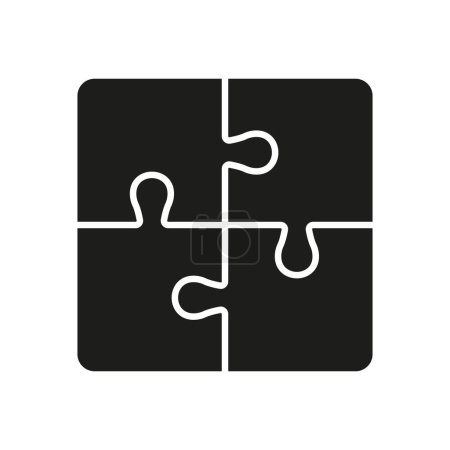 Illustration for Jigsaw Square Pieces Match Glyph Pictogram. Puzzle Combination, Solution Silhouette Icon. Idea, Challenge Logic Game. Teamwork Solid Sign. Isolated Vector Illustration. - Royalty Free Image
