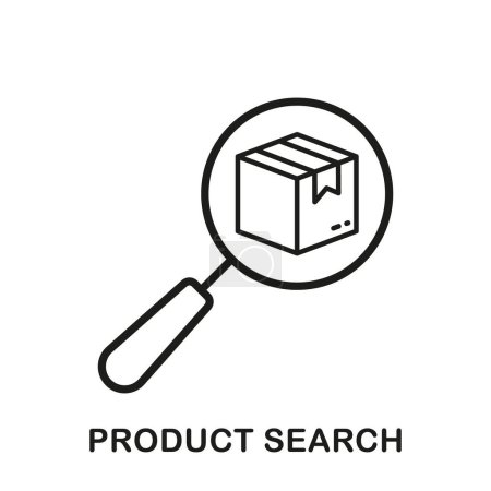 Illustration for Product Search Line Icon. Box with Magnifier Linear Pictogram. Warehouse Inventory, Find and Identify Parcel Outline Symbol. Shipping Information Sign. Editable Stroke. Isolated Vector Illustration. - Royalty Free Image